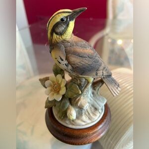 Vintage Decorative Bird Figurine with Flower and other small bird figurine
